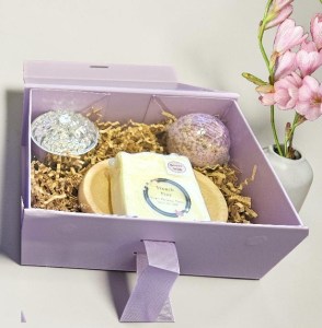 Luxury handmade bath gift box with self-care products and relaxing bath essentials