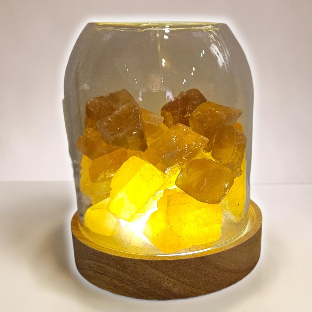 Luxury Citrine Crystal Diffuser with golden citrine crystals on an LED light base by Vicki's Precious Petals.