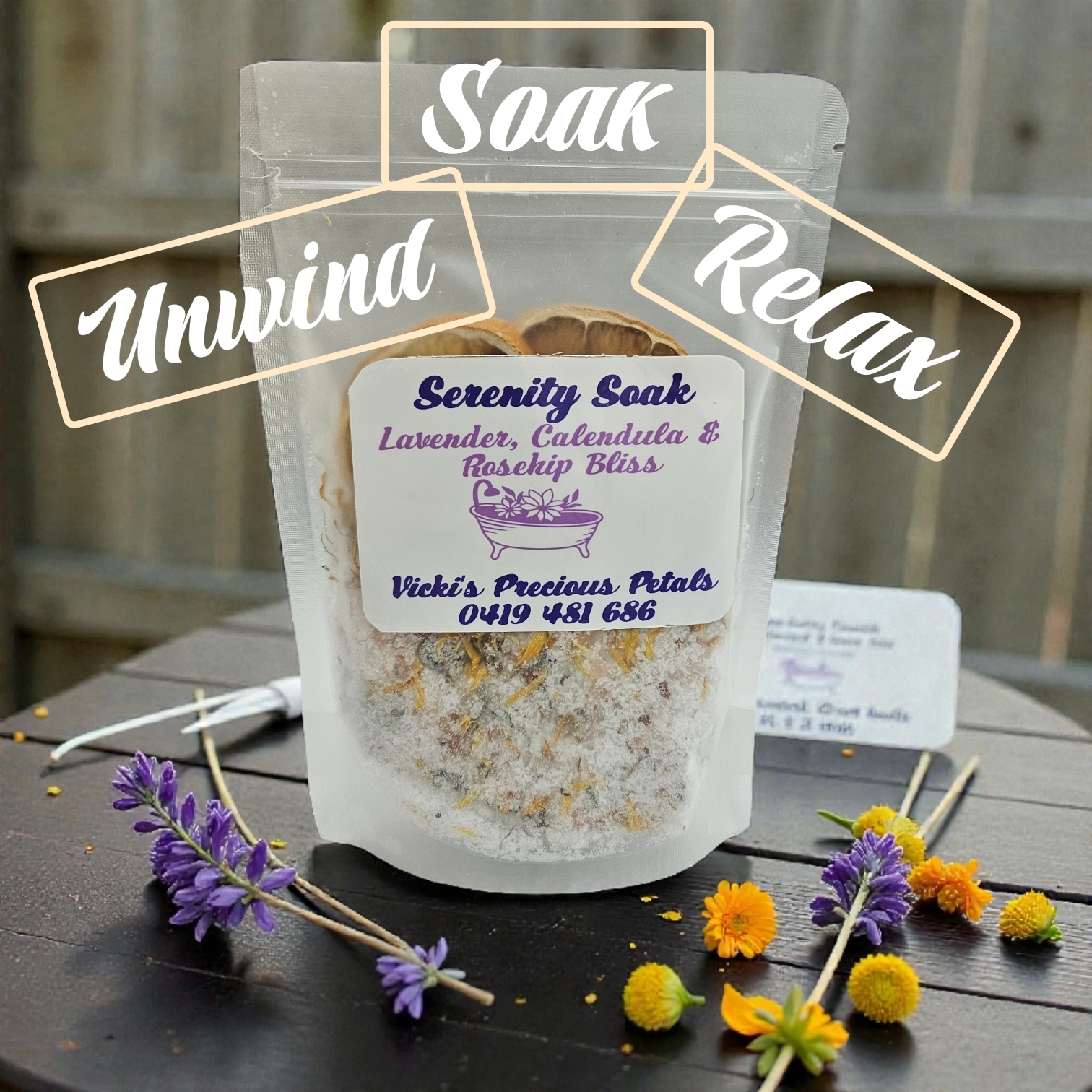 One bag of bath soak